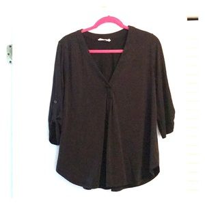 Lush black roll tab sleeve blouse